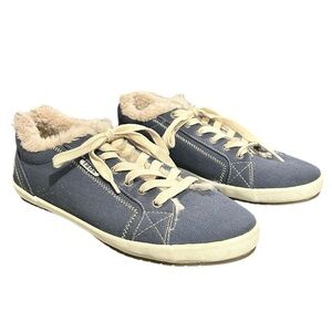 Taos Footwear Starline Blue Denim Wash Low Top Faux Fur Lined Sneakers VGC W11